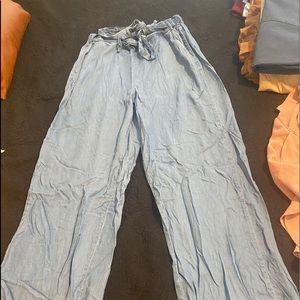 Wide leg high waisted tie jeans